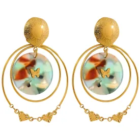 Acrylic Round Hollow Layered Dangle Earrings