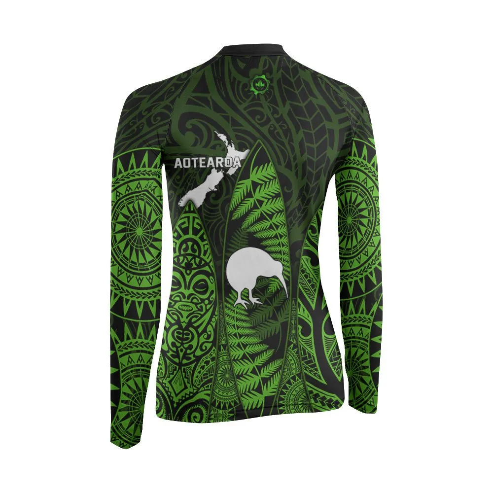 Aotearoa Kiwi Bird Women's Long Sleeve Rash Guard
