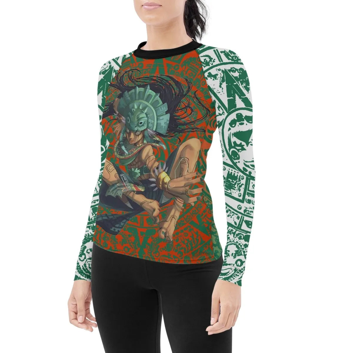 Aztec Iguana Warrior Women's Long Sleeve Rash Guard