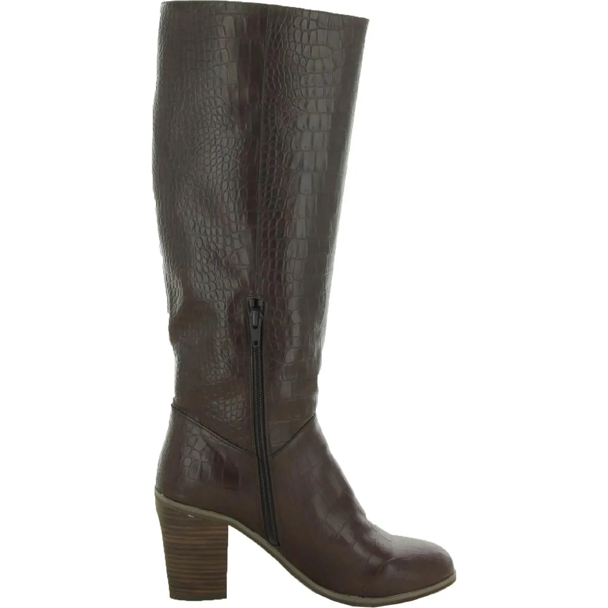 BC Footwear Women's Make An Impact Vegan Croc Stacked Heel Knee-High Boot