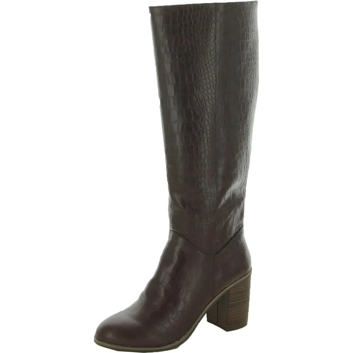 BC Footwear Women's Make An Impact Vegan Croc Stacked Heel Knee-High Boot