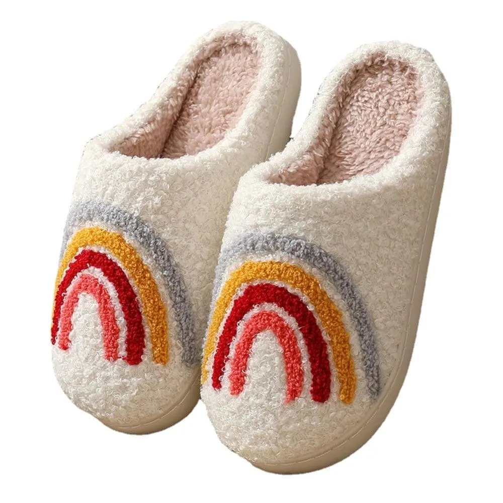 BERANMEY Cute Valentine's Day Slippers for Women Soft Plush Comfy Warm Slip-On Rose Heart Love Couple Slippers fo Women Indoor Fluffy House Slippers for Women and Men Non-slip Fuzzy Flat Slides