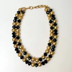 Bold Statement Layered Necklace in Gold tone and Black
