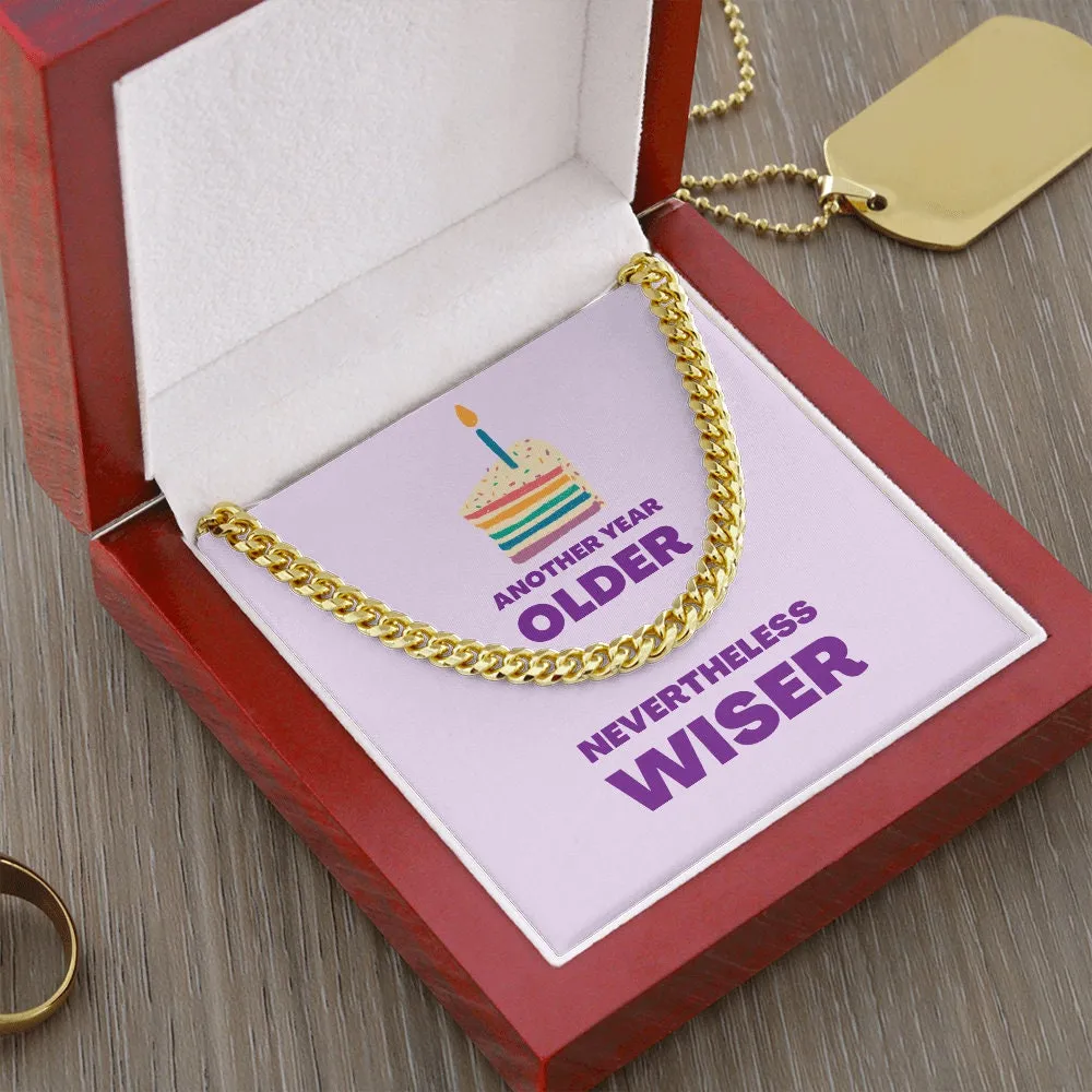 Chain 14k Or Steel Older Wiser Birthday Rainbow Cake Lavender