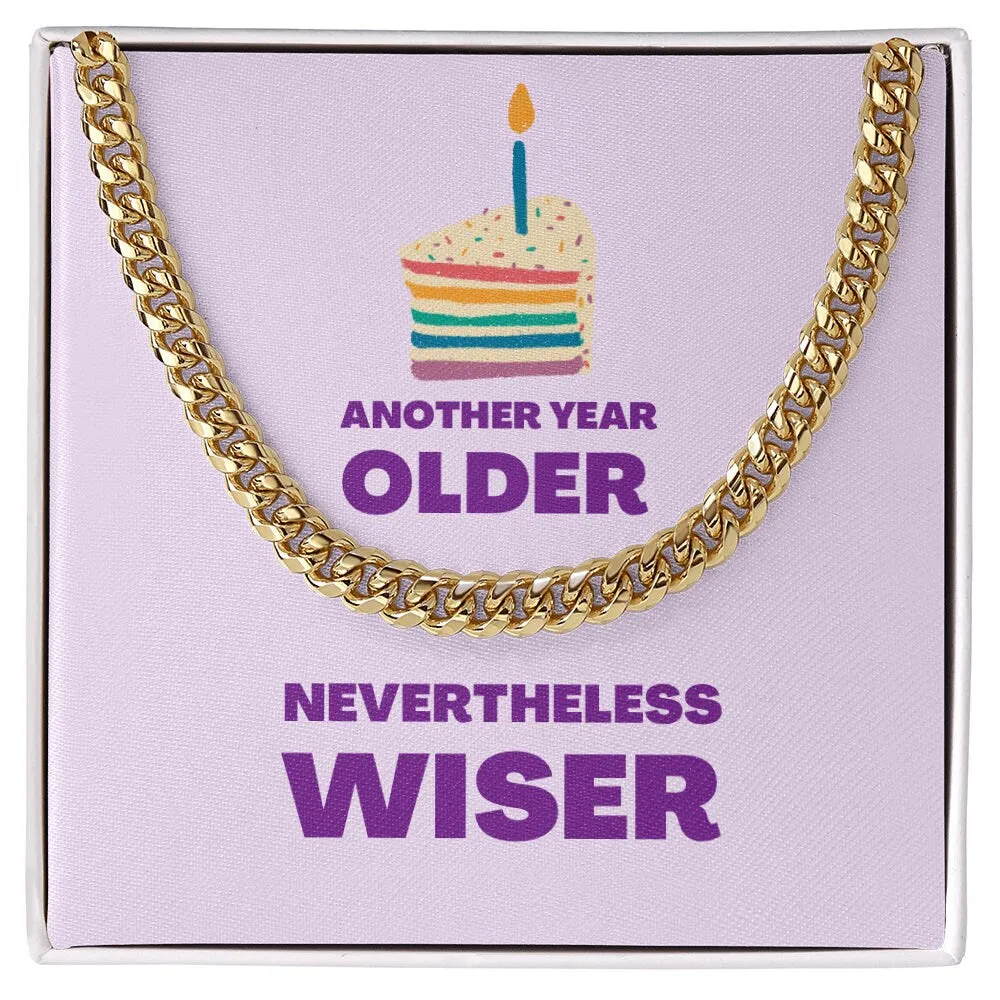 Chain 14k Or Steel Older Wiser Birthday Rainbow Cake Lavender