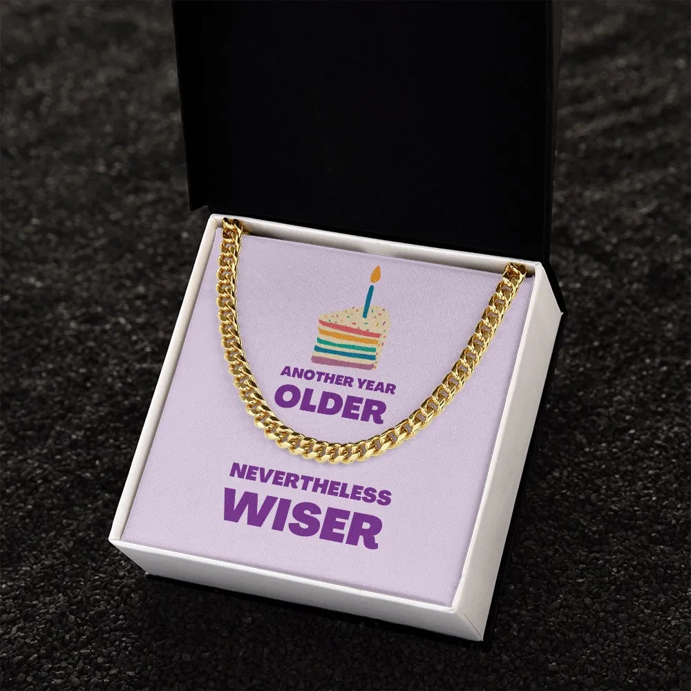 Chain 14k Or Steel Older Wiser Birthday Rainbow Cake Lavender