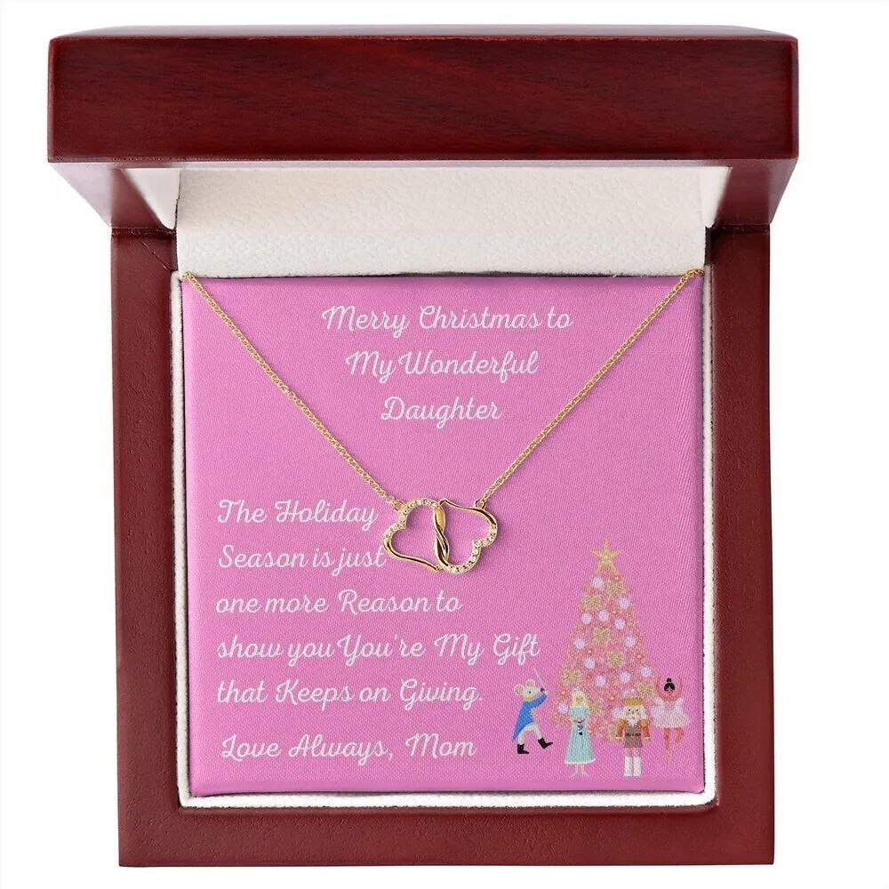 Christmas Gift for Daughter, Christmas Heart Diamond Daughter Necklace, Minimalist Holiday Gift, Gift that Keeps on Giving