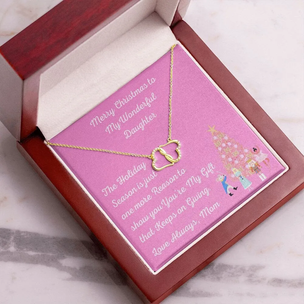 Christmas Gift for Daughter, Christmas Heart Diamond Daughter Necklace, Minimalist Holiday Gift, Gift that Keeps on Giving