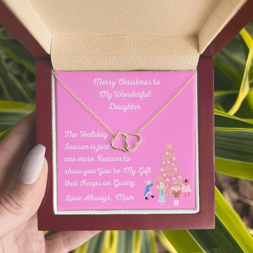 Christmas Gift for Daughter, Christmas Heart Diamond Daughter Necklace, Minimalist Holiday Gift, Gift that Keeps on Giving