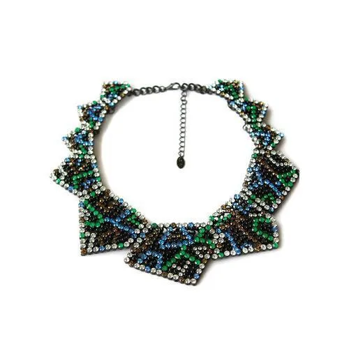 Colorful Rhinestone Triangle Collar Necklace