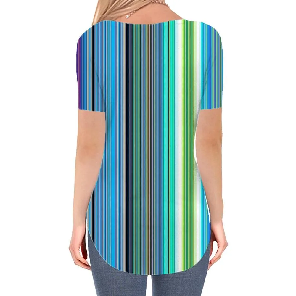 Colorful T Shirt Women Gradient Shirt Print Stripe Tshirts Printed Rainbow T-shirts 3d