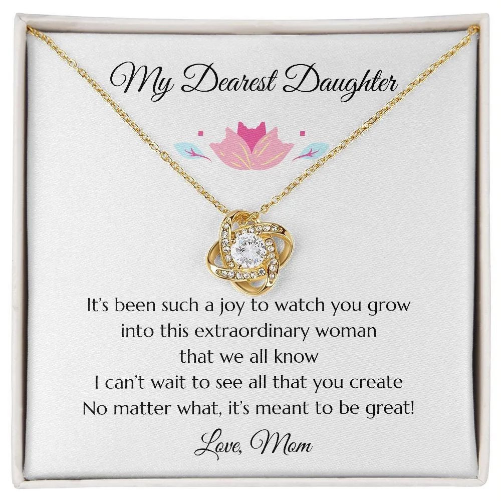 Daughter Love Knot Necklace, Gold Necklace for Daughter Gift, Gift for Daughter