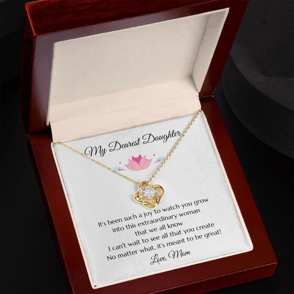 Daughter Love Knot Necklace, Gold Necklace for Daughter Gift, Gift for Daughter