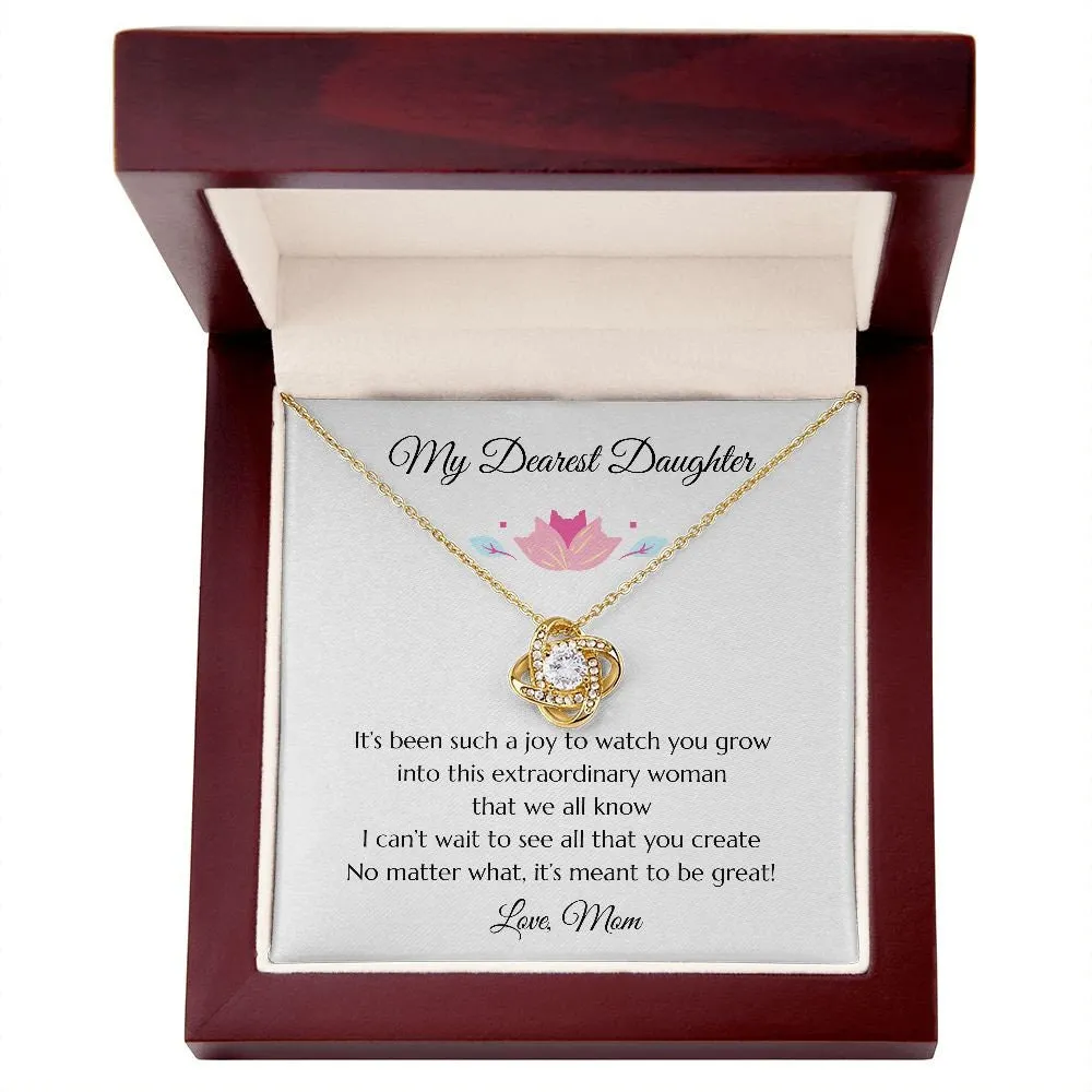 Daughter Love Knot Necklace, Gold Necklace for Daughter Gift, Gift for Daughter