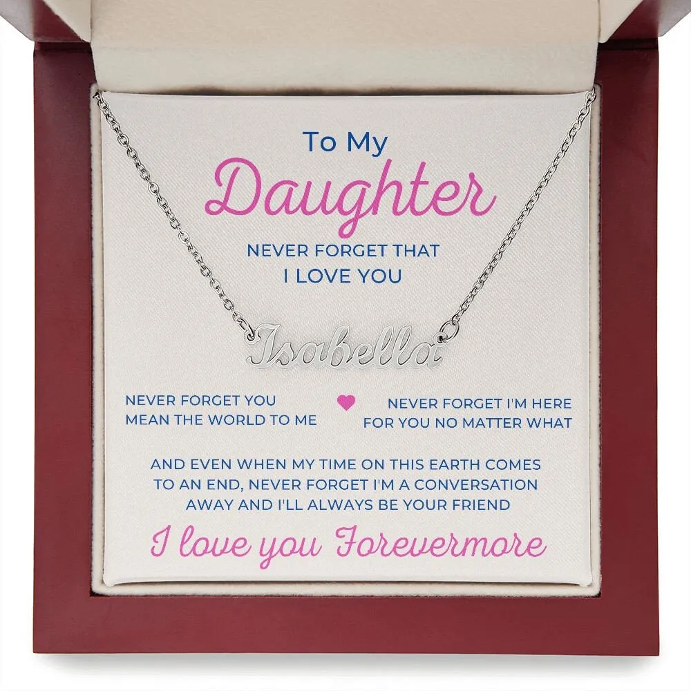 Daughter Name Necklace, Custom Personalized Font, Retro Minimalist Name Necklace, Daughter Name Message Gift