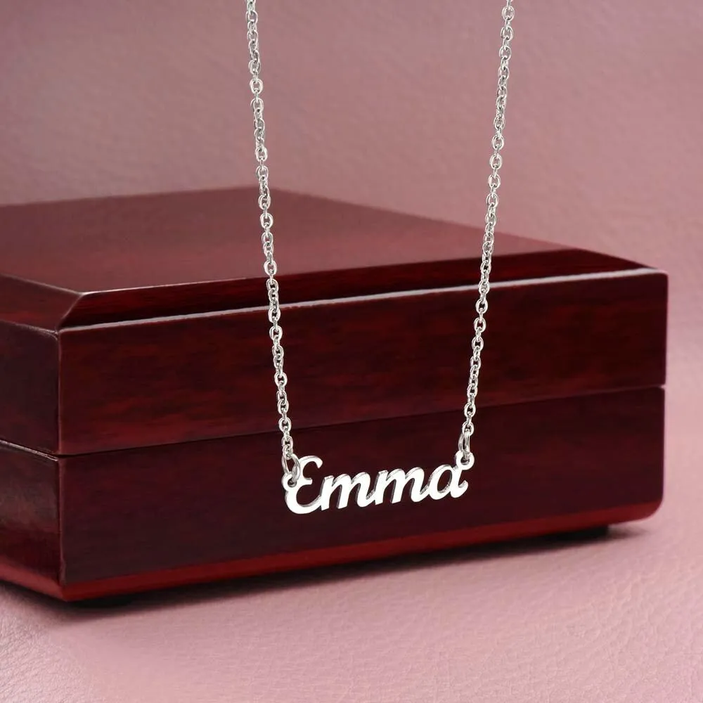 Daughter Name Necklace, Custom Personalized Font, Retro Minimalist Name Necklace, Daughter Name Message Gift
