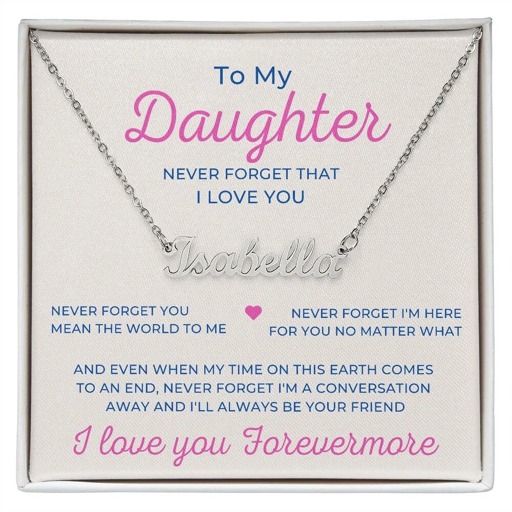 Daughter Name Necklace, Custom Personalized Font, Retro Minimalist Name Necklace, Daughter Name Message Gift