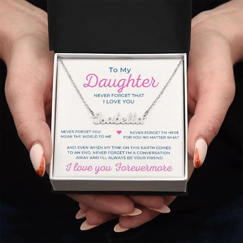 Daughter Name Necklace, Custom Personalized Font, Retro Minimalist Name Necklace, Daughter Name Message Gift