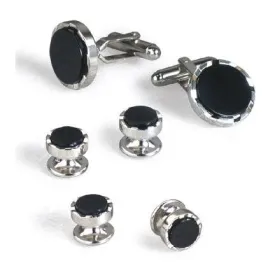 Deco Style Black Onyx Cufflinks and Studs - Style #FS5714