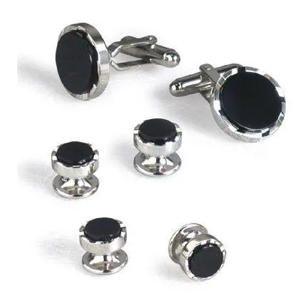 Deco Style Black Onyx Cufflinks and Studs - Style #FS5714