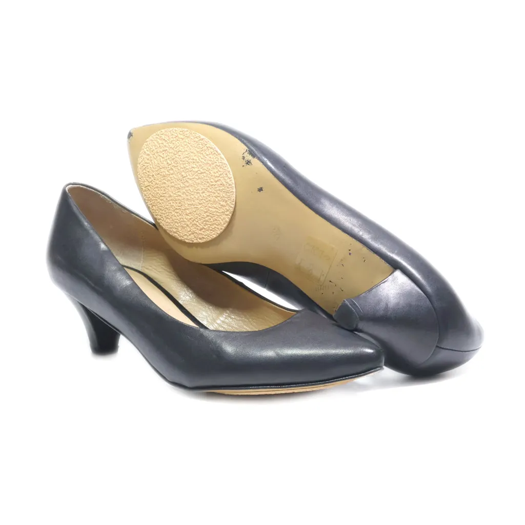 Eram Kitten Heels Leather Black Colour For Women