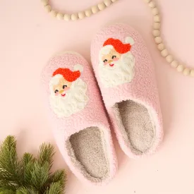 Fuzzy Santa Holiday Slippers