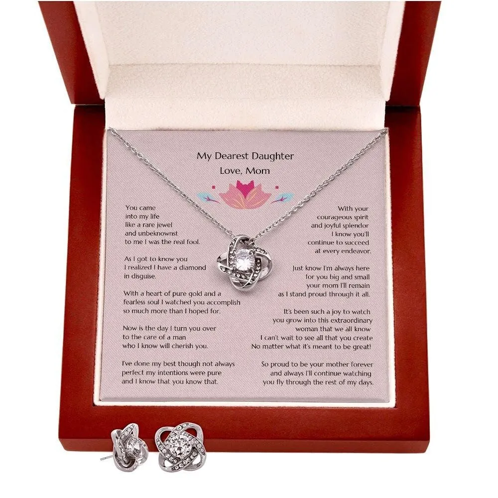 Gift for Bride, Necklace for Bride, Mom To Daughter Wedding, Love Knot, Wedding Set, Gift from Mom to Bride, Gift from Mother of the Bride,