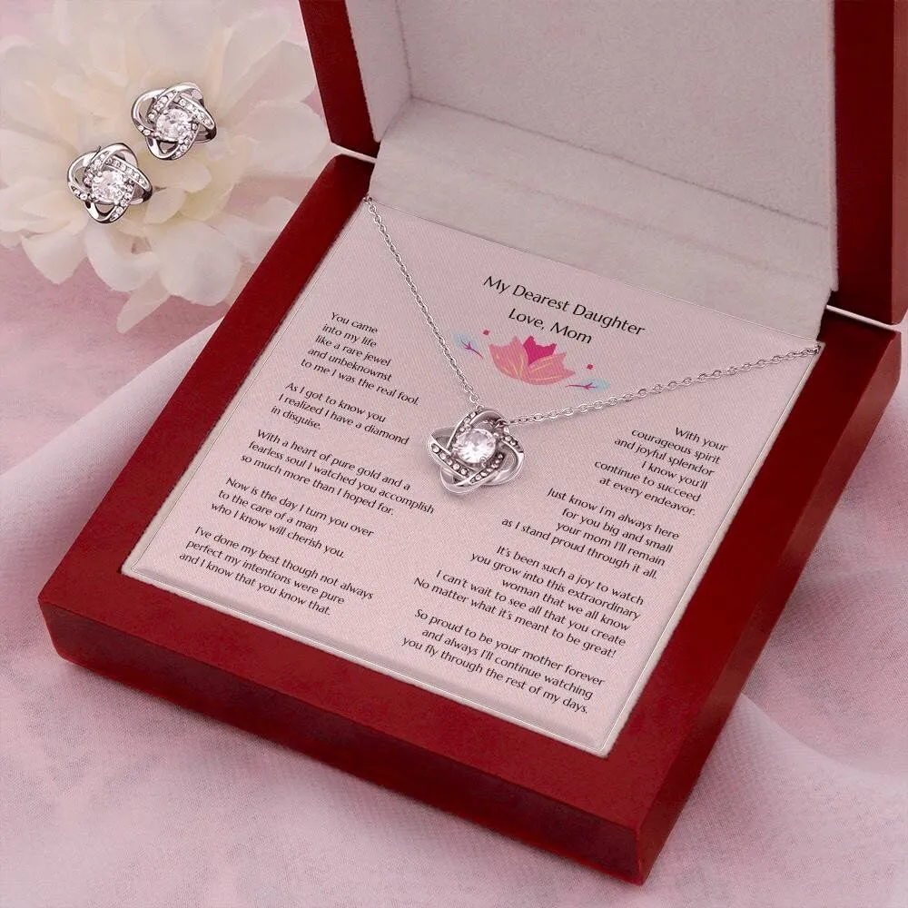 Gift for Bride, Necklace for Bride, Mom To Daughter Wedding, Love Knot, Wedding Set, Gift from Mom to Bride, Gift from Mother of the Bride,