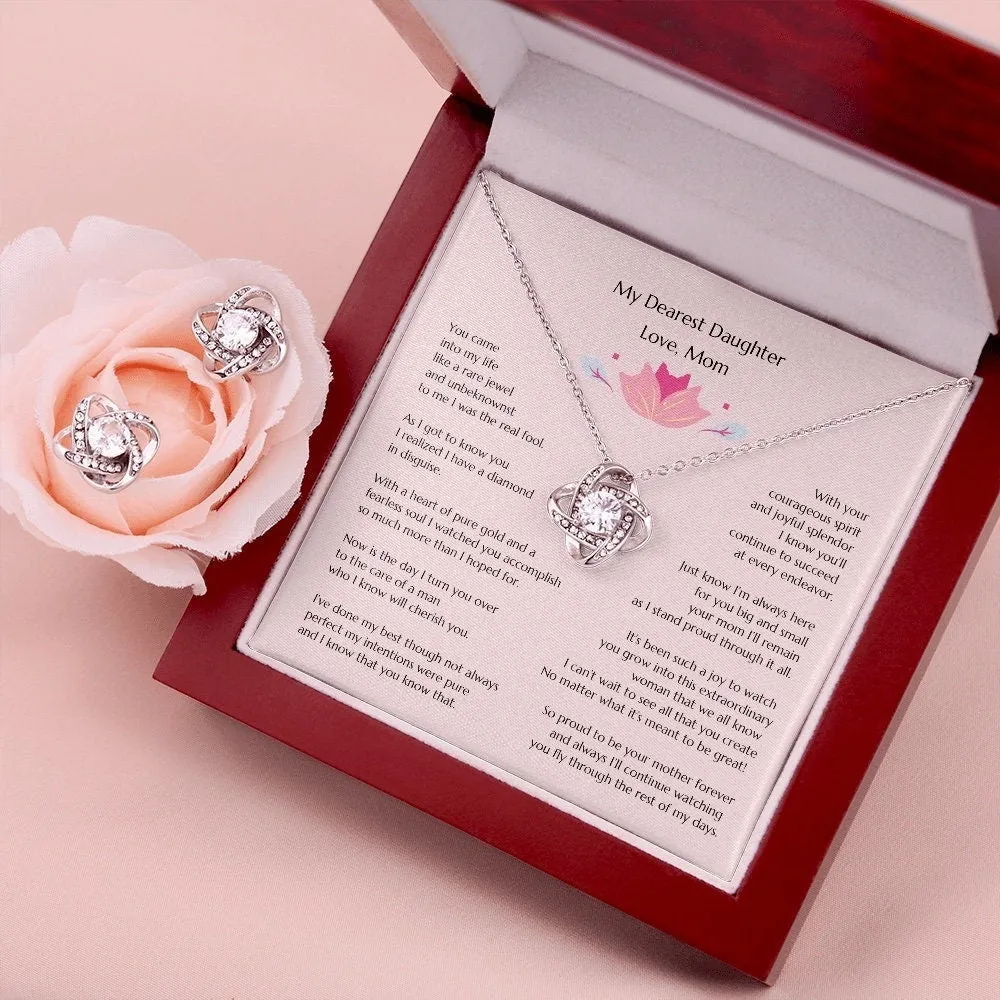 Gift for Bride, Necklace for Bride, Mom To Daughter Wedding, Love Knot, Wedding Set, Gift from Mom to Bride, Gift from Mother of the Bride,