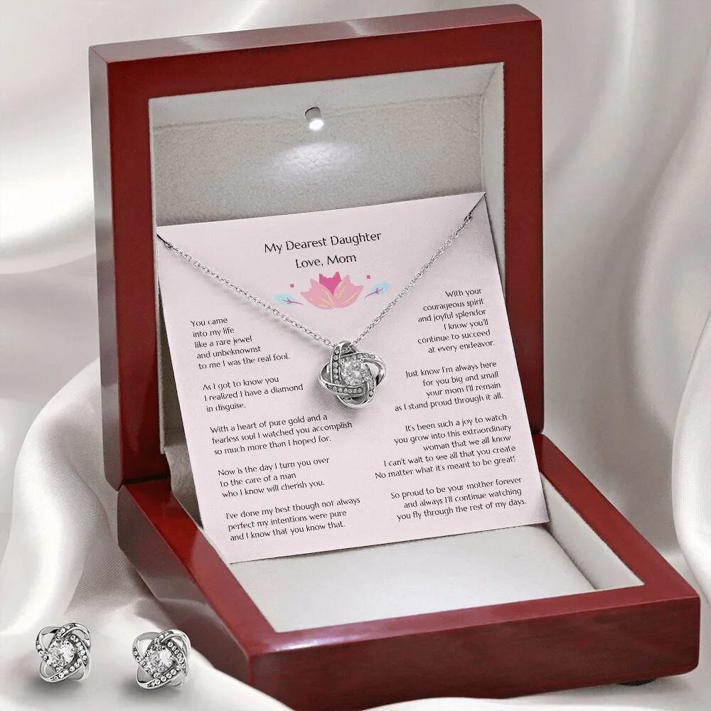 Gift for Bride, Necklace for Bride, Mom To Daughter Wedding, Love Knot, Wedding Set, Gift from Mom to Bride, Gift from Mother of the Bride,