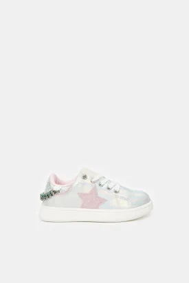Girls Embellished Silver Star Sneakers