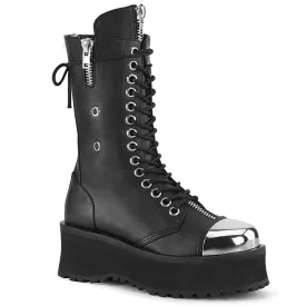 GRAVEDIGGER-14 DemoniaCult Black Vegan Leather Sexy Unisex Platform Shoes & Boots (Alternative Footwear)