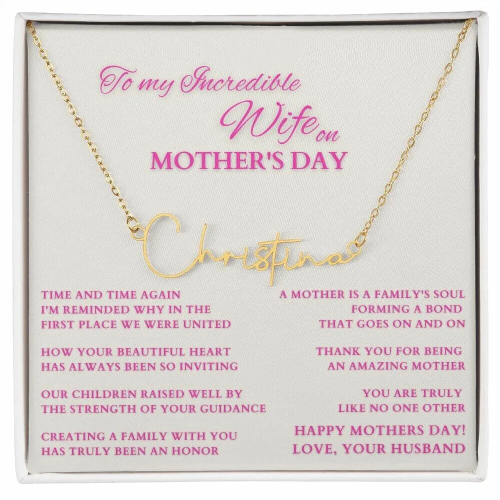 Happy Mother's Day Gift from Hubby, Mothers Day Custom Name Necklace from Husband, To Wife on Mother's Day, Mother of My Children Gift