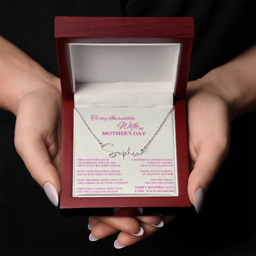 Happy Mother's Day Gift from Hubby, Mothers Day Custom Name Necklace from Husband, To Wife on Mother's Day, Mother of My Children Gift