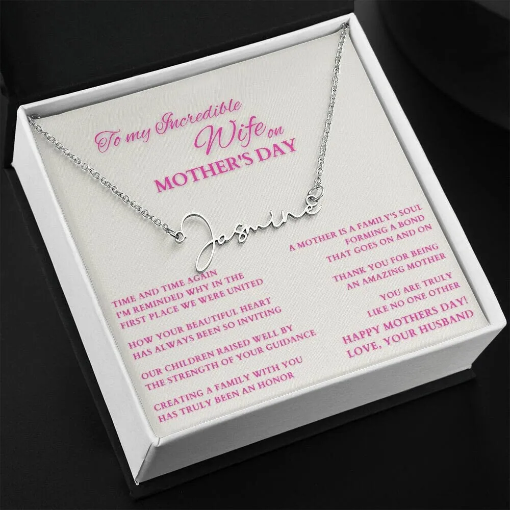 Happy Mother's Day Gift from Hubby, Mothers Day Custom Name Necklace from Husband, To Wife on Mother's Day, Mother of My Children Gift