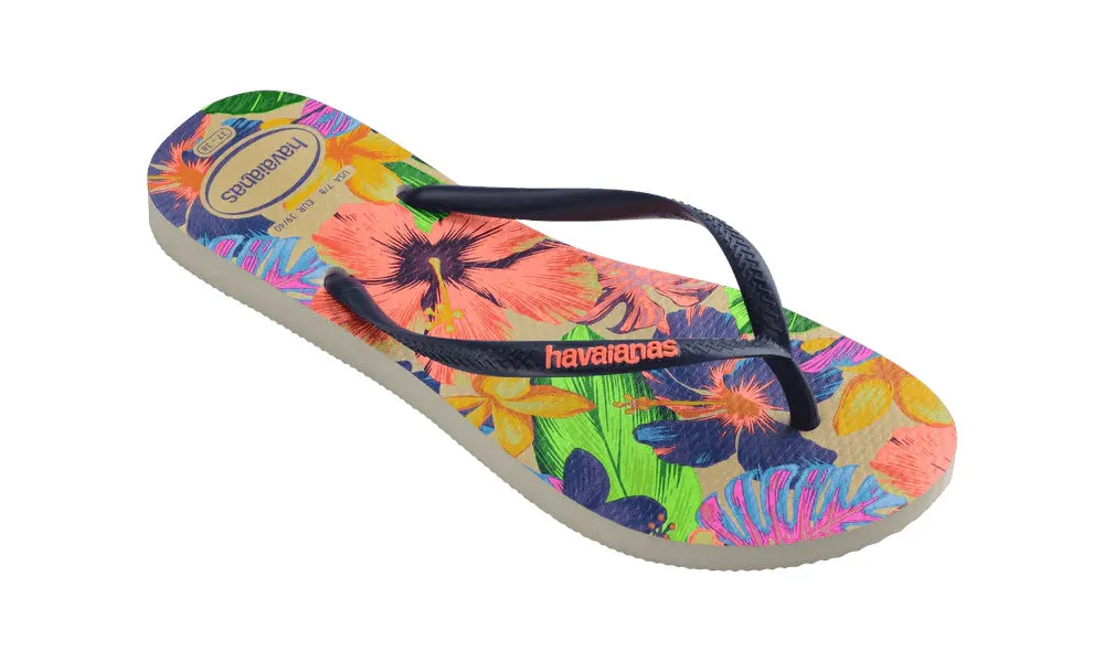 Havaianas Womens Slim Floral Neon Sandal White