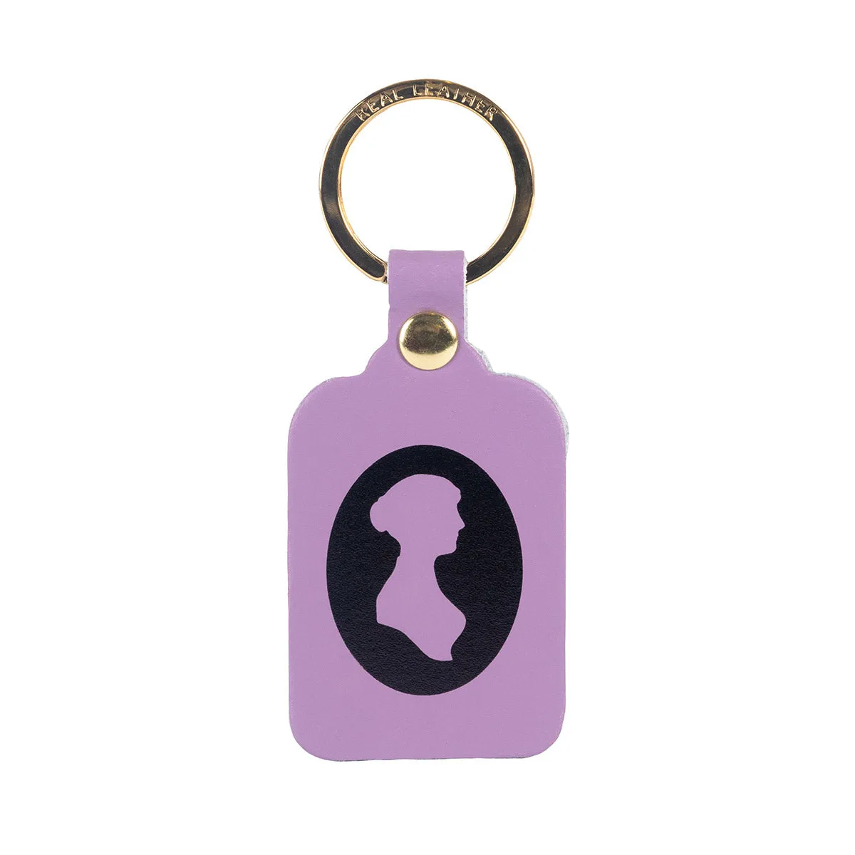 Jane Austen Keyring in Lilac Leather
