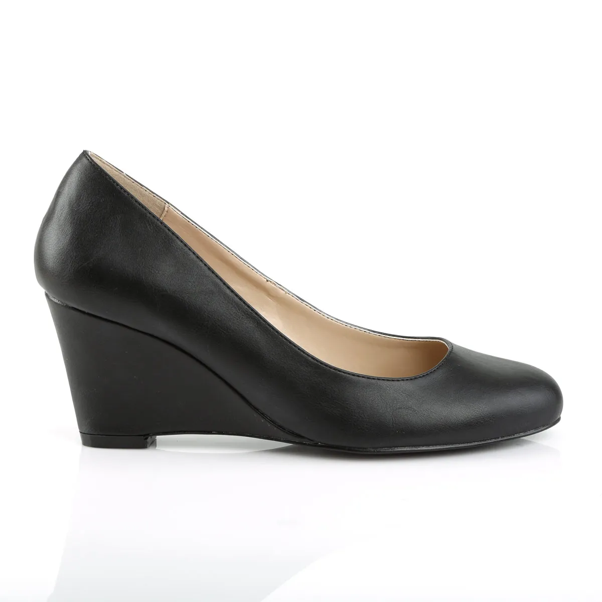 KIMBERLY-08 Pleaser Pink Label Black Faux Leather Sexy Single Soles (Fetish Footwear)