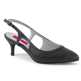 KITTEN-02 Pleaser Pink Label Black Faux Leather Sexy Single Soles (Fetish Footwear)