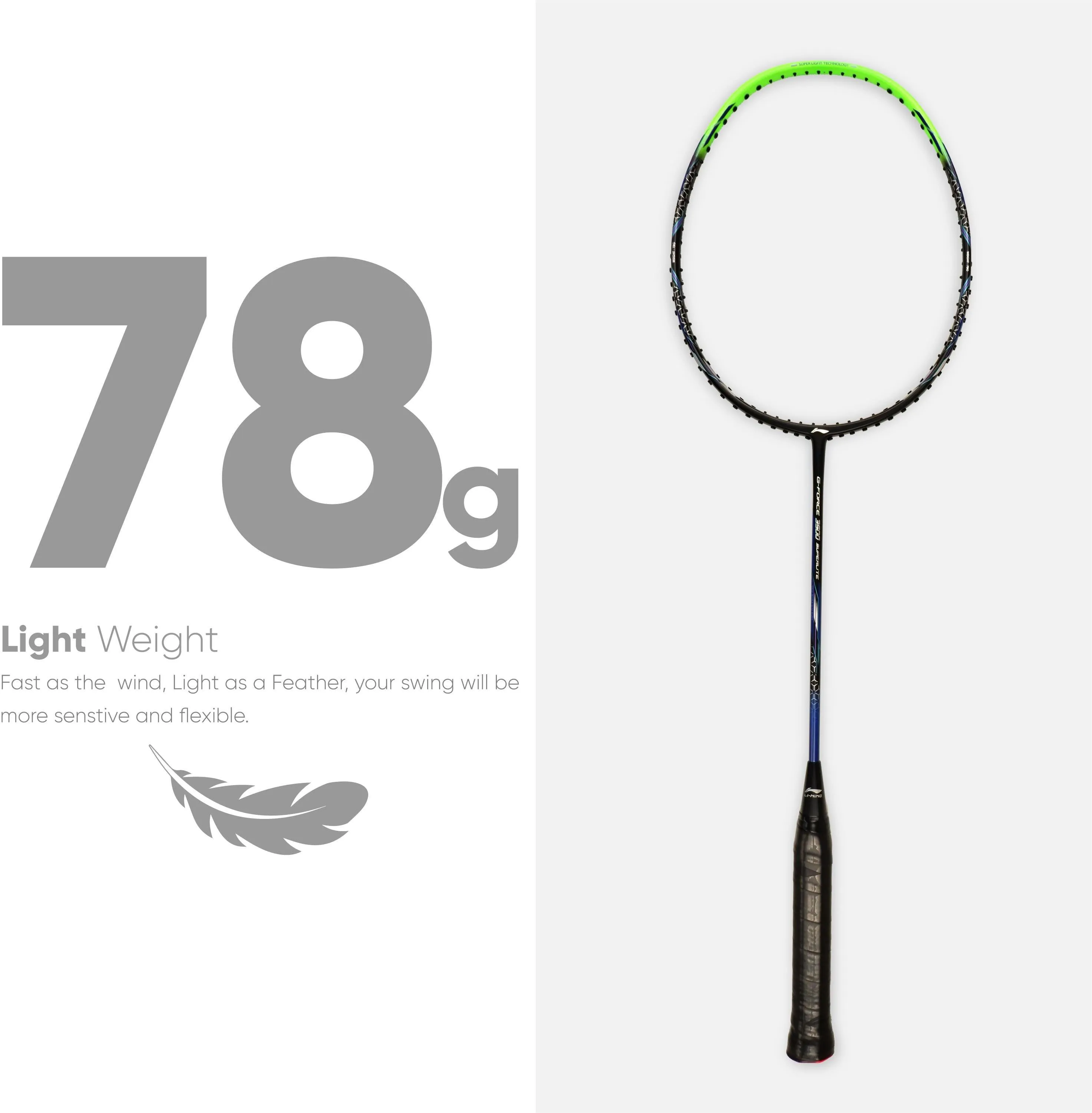 Li-Ning G-Force 3500 Superlite Unstrung Badminton Racquet (Black / Green)