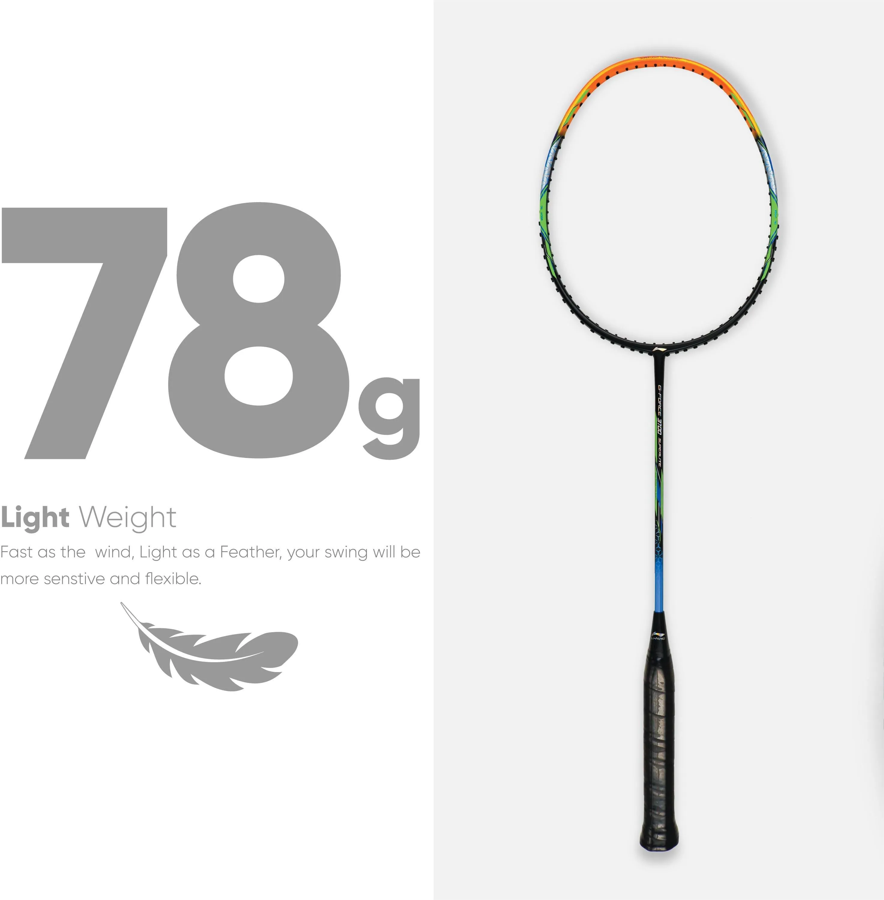 Li-Ning G-Force 3700 Superlite Unstrung Badminton Racquet (Black / Orange)