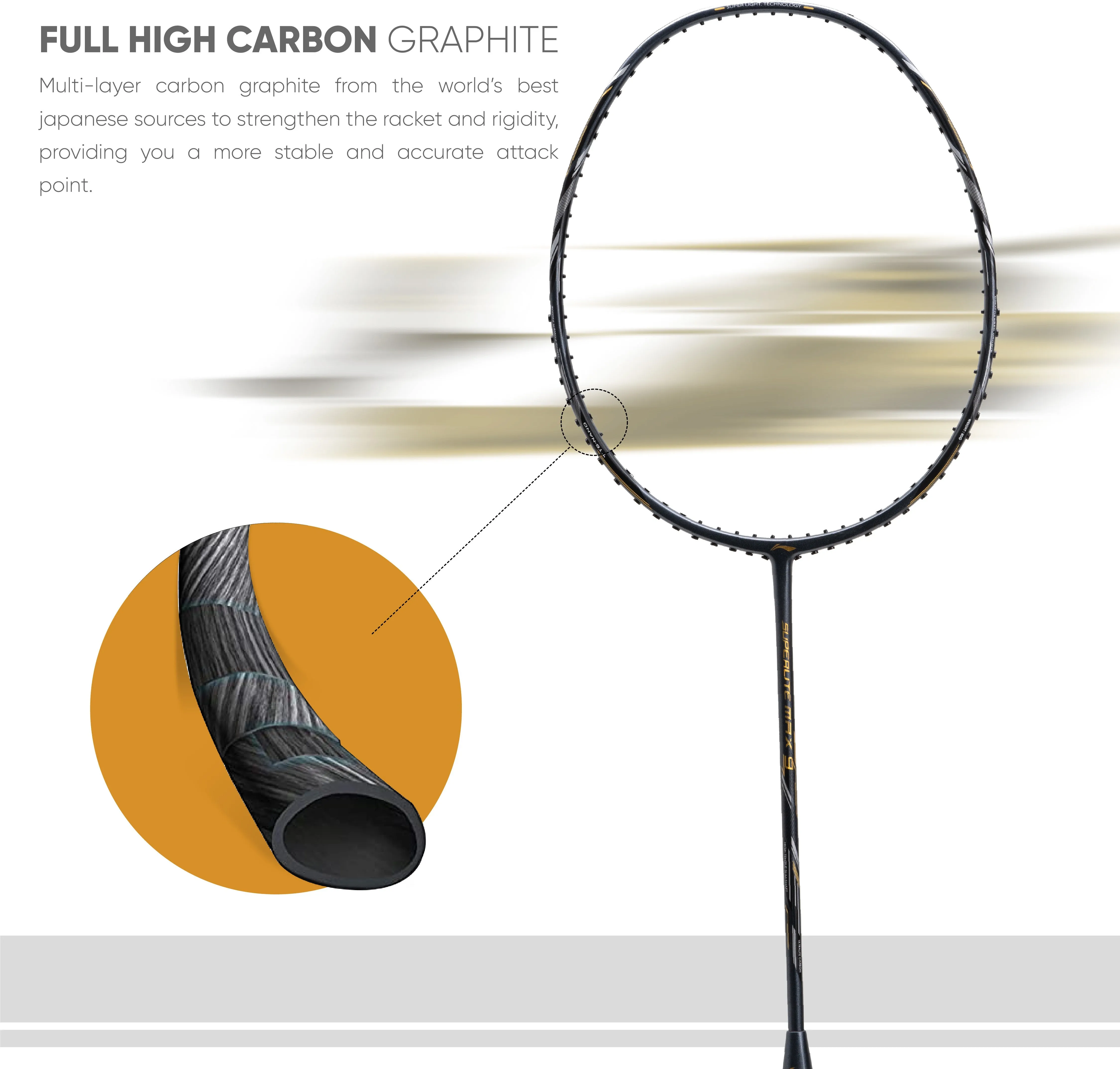 Li-Ning G-Force Superlite Max 9 Unstrung Badminton Racquet (Grey / Black)