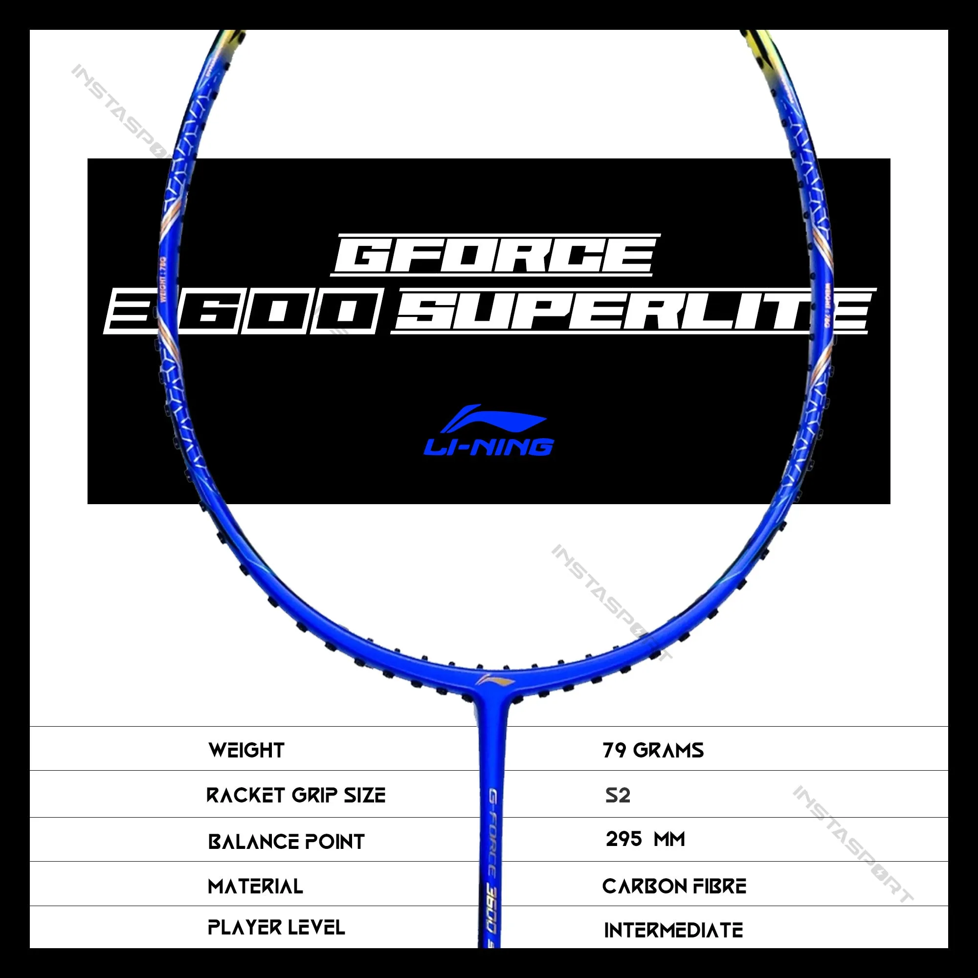 Li-Ning GForce 3600 Superlite Badminton Racket (Blue/Yellow)