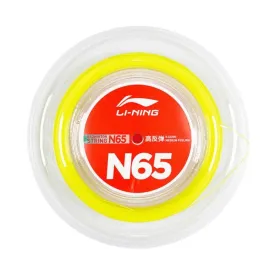 LI-NING N65 Badminton String 0.65mm (High Repulsion) 200m Reel Yellow
