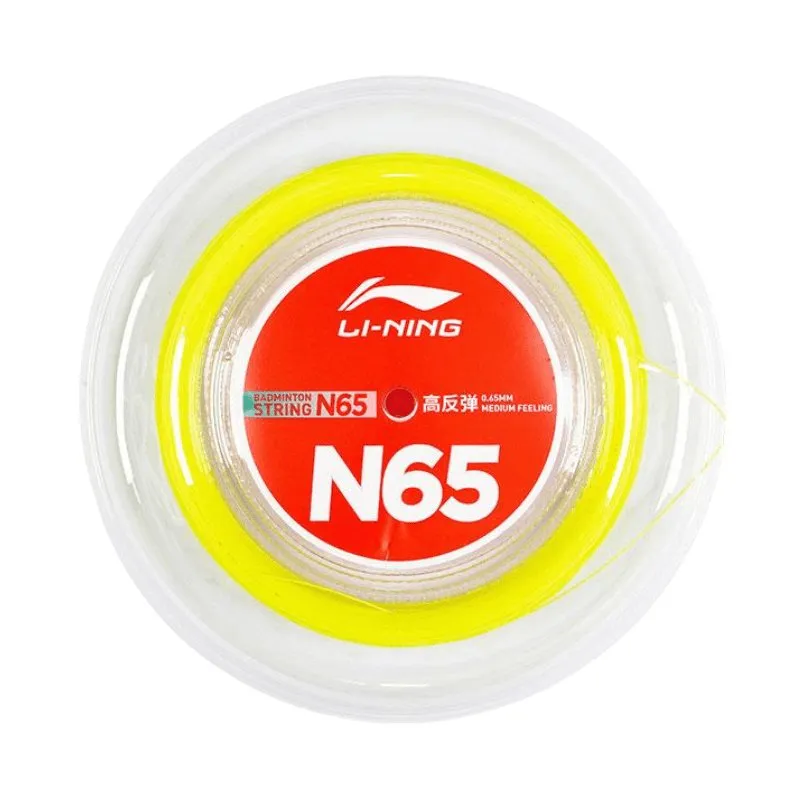 LI-NING N65 Badminton String 0.65mm (High Repulsion) 200m Reel Yellow