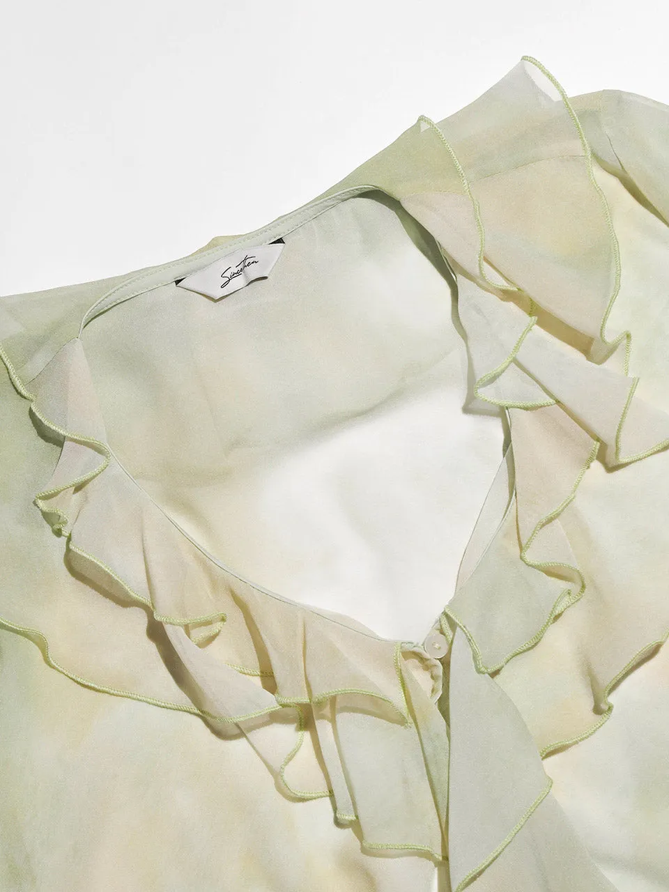 Lime Ruffle Sheer Blouse