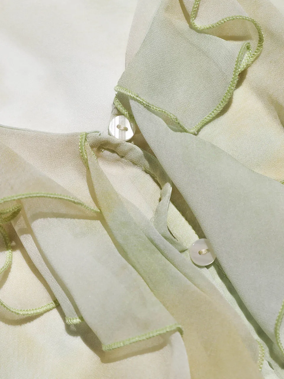 Lime Ruffle Sheer Blouse