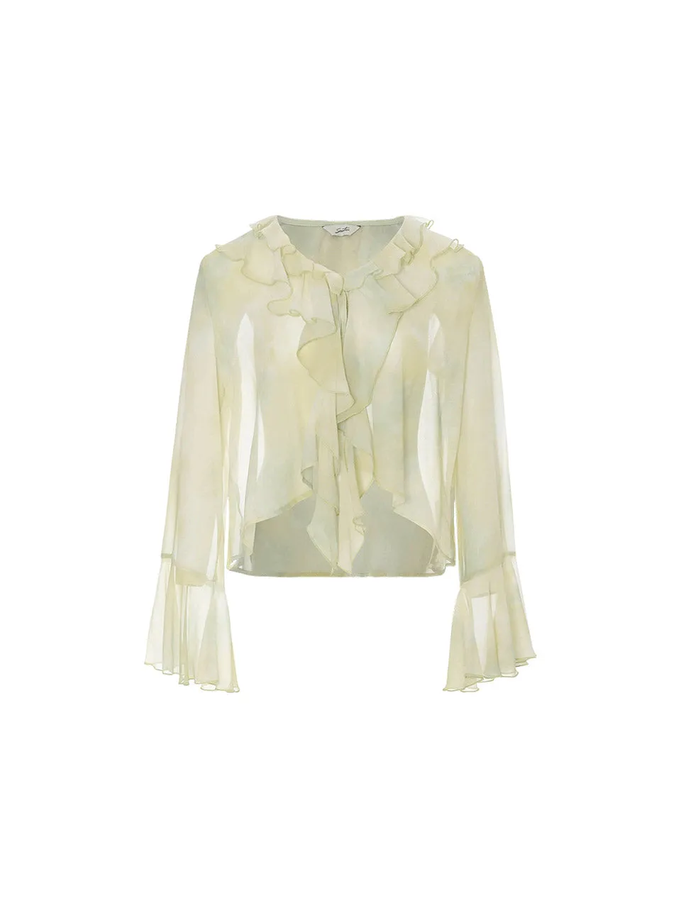 Lime Ruffle Sheer Blouse