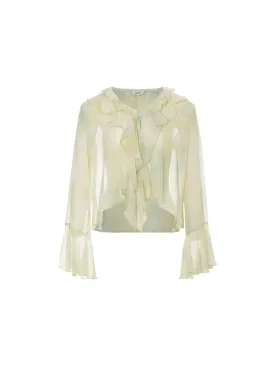 Lime Ruffle Sheer Blouse