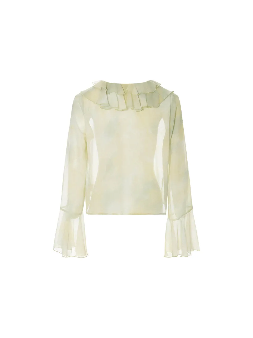 Lime Ruffle Sheer Blouse